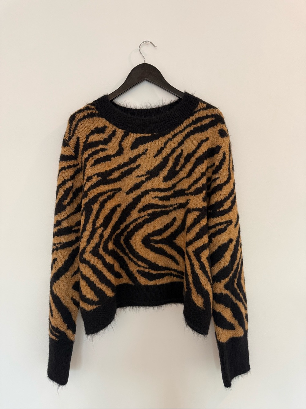 H&M Black and Brown Zebra-Print Sweater - Women's